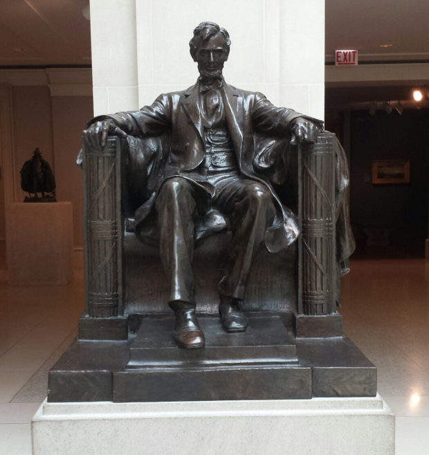 Abraham Lincoln. Daniel Chester French. Modeled in plaster in 1916, cast in bronze after 1916. Image taken August 7, 2014.